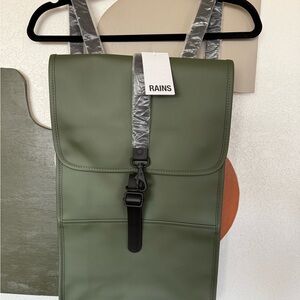Rains Green Minimalist Waterproof Backpack